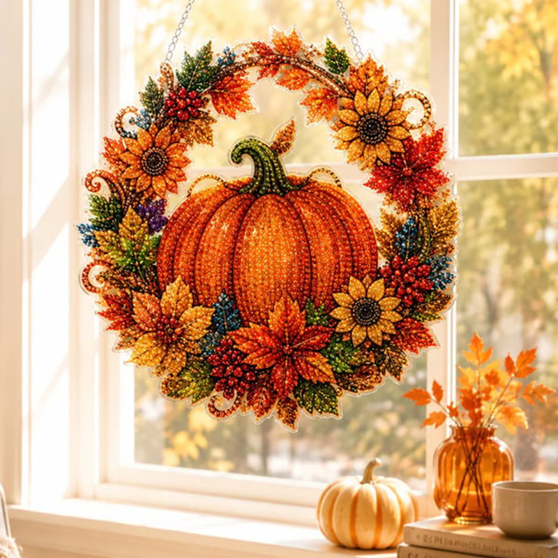 Pumpkin Diamond Art DIY Hanging Ornament Kit