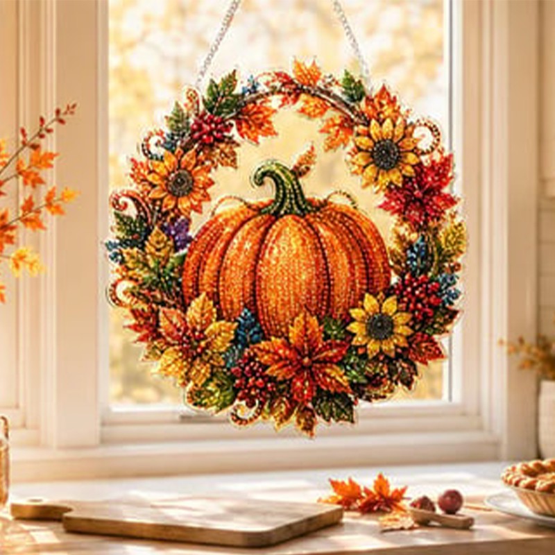 Pumpkin Diamond Art DIY Hanging Ornament Kit