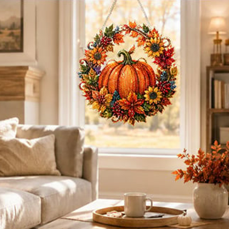 Pumpkin Diamond Art DIY Hanging Ornament Kit