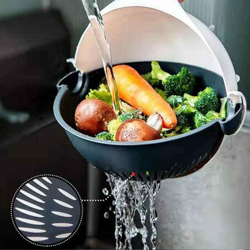 🎉FLASH DEAL 50% OFF – 9-in-1 Veggie Cutter with Drain Basket 🧅 Slice, Dice, Julienne, Wash & Drain in One | Time-Saver, Disassemble & Clean Easily – Kitchen Essential ✨