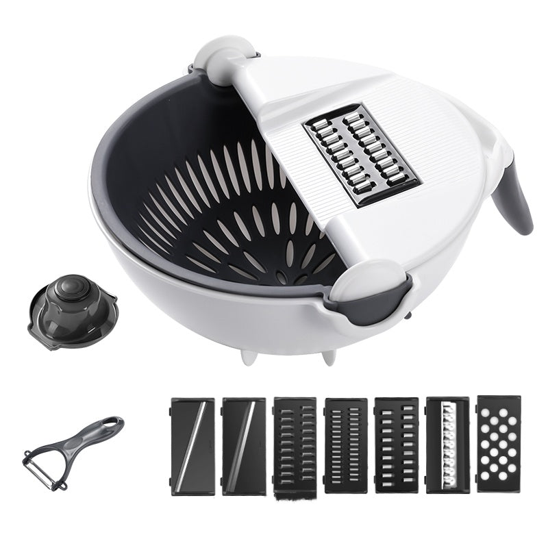 🎉FLASH DEAL 50% OFF – 9-in-1 Veggie Cutter with Drain Basket 🧅 Slice, Dice, Julienne, Wash & Drain in One | Time-Saver, Disassemble & Clean Easily – Kitchen Essential ✨