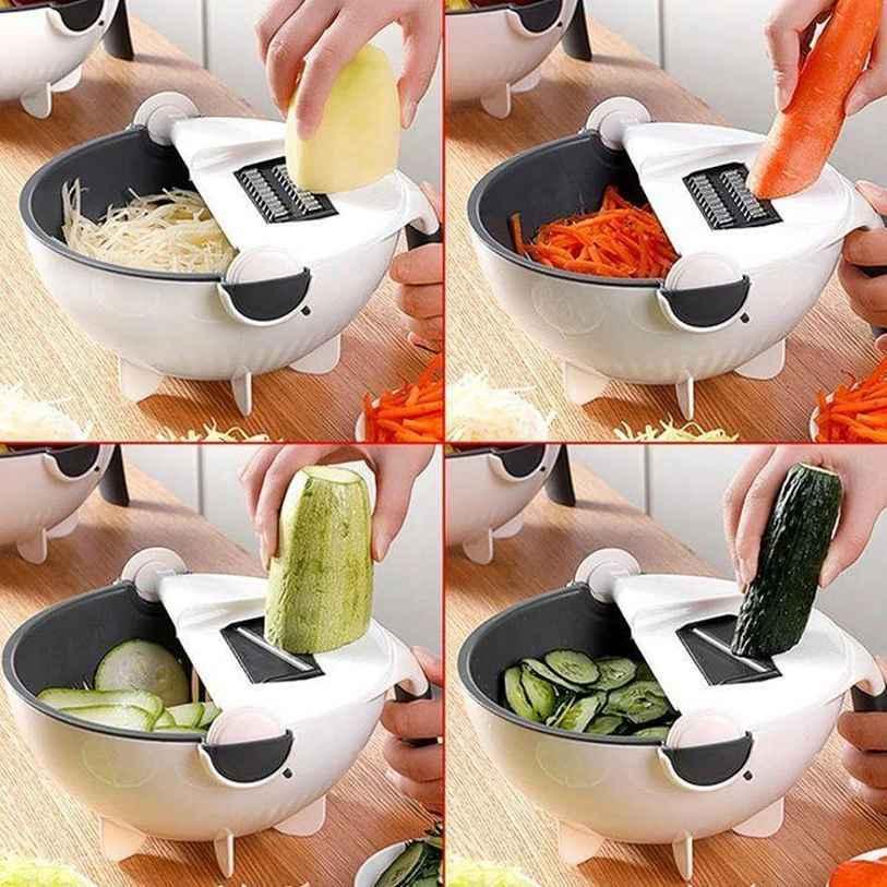 🎉FLASH DEAL 50% OFF – 9-in-1 Veggie Cutter with Drain Basket 🧅 Slice, Dice, Julienne, Wash & Drain in One | Time-Saver, Disassemble & Clean Easily – Kitchen Essential ✨
