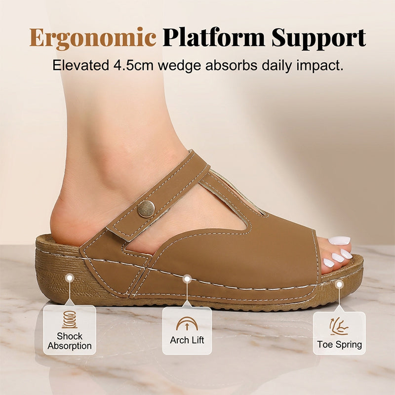 ✨LAST DAY 50% OFF – Cutout Wedge Sandals|Summer Must-Have ☀️ | Arch Support, Soft Fabric, Adjustable Fit 👡