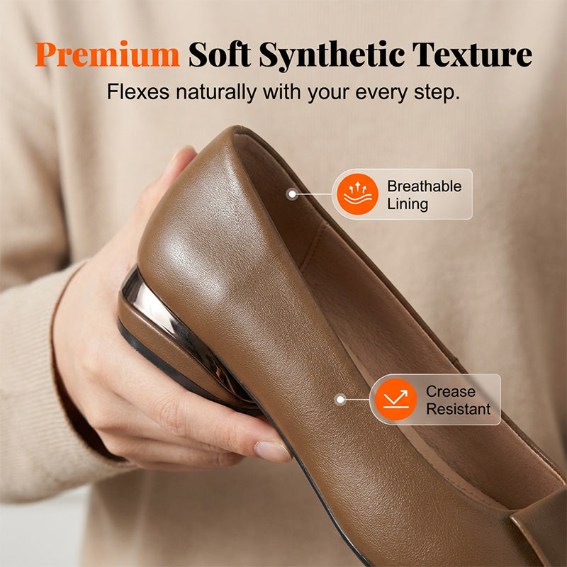 ✨LAST DAY 45% OFF – Faux Leather Loafers | Soft, Lightweight, Anti-Slip, Metallic Heel 👞 All-Day Comfort, Easy On 🥿