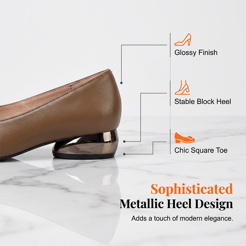 ✨LAST DAY 45% OFF – Faux Leather Loafers | Soft, Lightweight, Anti-Slip, Metallic Heel 👞 All-Day Comfort, Easy On 🥿