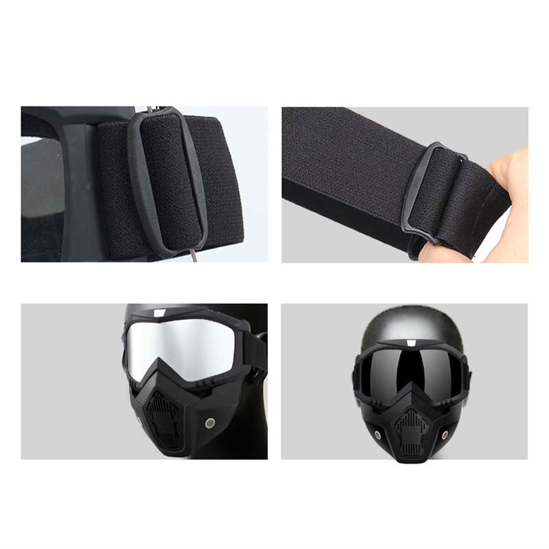 Unisex Motorcycle Goggles with Detachable Face Mask