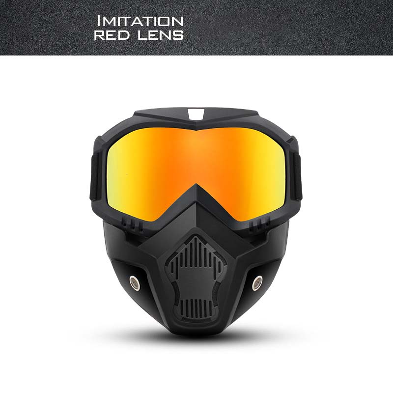 Unisex Motorcycle Goggles with Detachable Face Mask