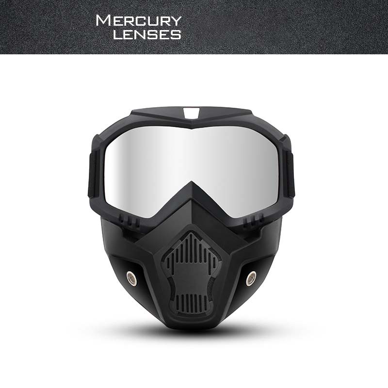Unisex Motorcycle Goggles with Detachable Face Mask