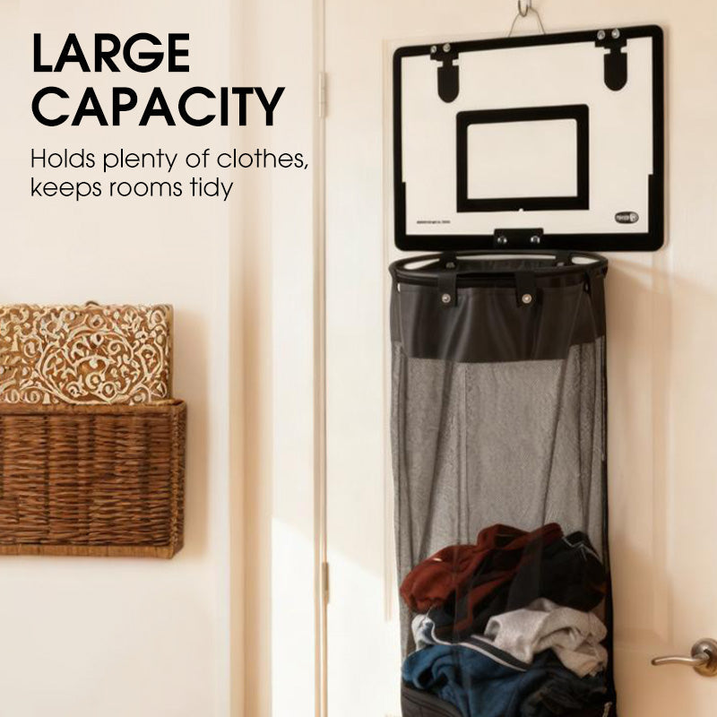 🎉FLASH DEAL 38% OFF – Over-the-Door Basketball Laundry Hamper | Creative Score Game, Big Black Mesh Net, Acrylic/Wood Backboard, No-Drill Install 🚪🏀