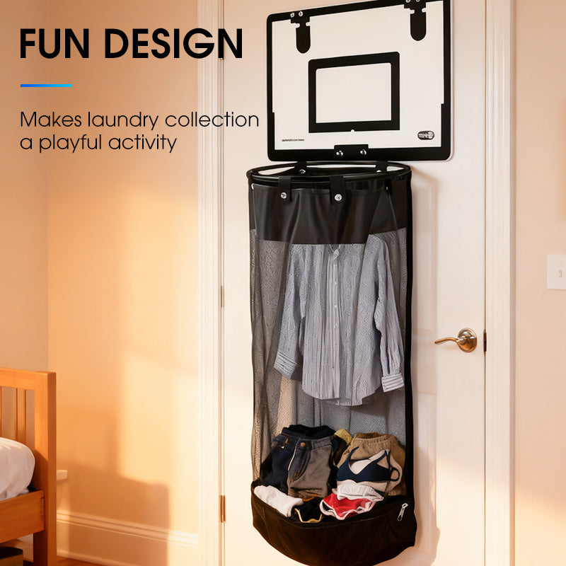 🎉FLASH DEAL 38% OFF – Over-the-Door Basketball Laundry Hamper | Creative Score Game, Big Black Mesh Net, Acrylic/Wood Backboard, No-Drill Install 🚪🏀