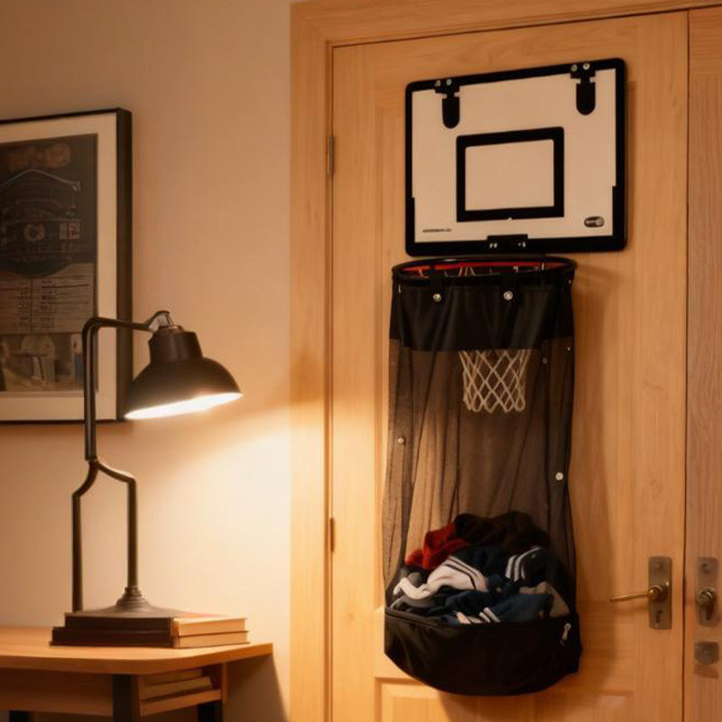 🎉FLASH DEAL 38% OFF – Over-the-Door Basketball Laundry Hamper | Creative Score Game, Big Black Mesh Net, Acrylic/Wood Backboard, No-Drill Install 🚪🏀