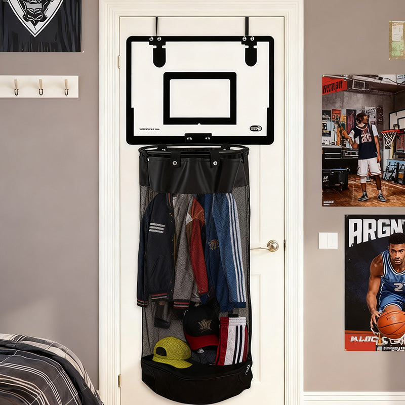 🎉FLASH DEAL 38% OFF – Over-the-Door Basketball Laundry Hamper | Creative Score Game, Big Black Mesh Net, Acrylic/Wood Backboard, No-Drill Install 🚪🏀
