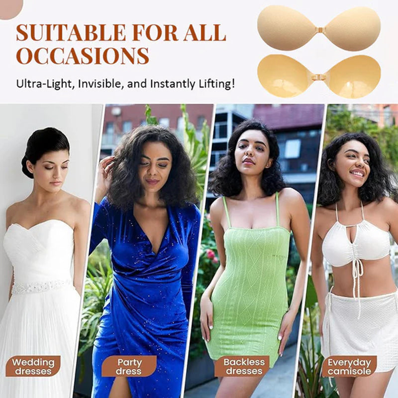 ✨LAST DAY 48% OFF – Invisible Silicone Bra | Secure, Breathable, Reusable 👙 No Residue, Natural Lift, Works with Backless Tops ✨