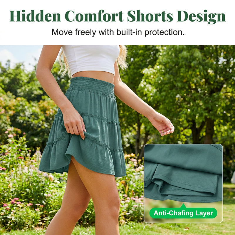 🎉FLASH DEAL 50% OFF – Flowy Tiered Ruffle Skort👗  | Hidden Shorts, Comfy Elastic Waist, Breathable Summer Fabric 🌞 Perfect for Active Days & Brunch Dates 🥂