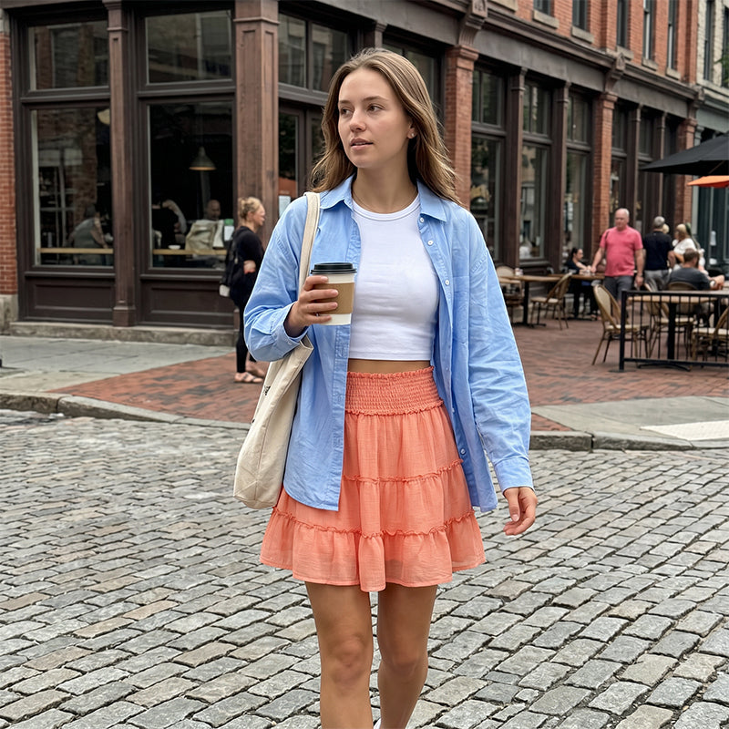 🎉FLASH DEAL 50% OFF – Flowy Tiered Ruffle Skort👗  | Hidden Shorts, Comfy Elastic Waist, Breathable Summer Fabric 🌞 Perfect for Active Days & Brunch Dates 🥂