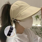Wide-Brimmed Half-Cap Sun Hat with Hook Closure