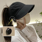 Wide-Brimmed Half-Cap Sun Hat with Hook Closure