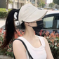 Wide-Brimmed Half-Cap Sun Hat with Hook Closure