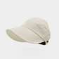 Wide-Brimmed Half-Cap Sun Hat with Hook Closure