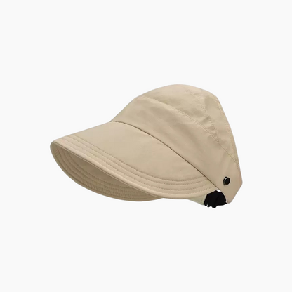 Wide-Brimmed Half-Cap Sun Hat with Hook Closure