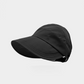 Wide-Brimmed Half-Cap Sun Hat with Hook Closure