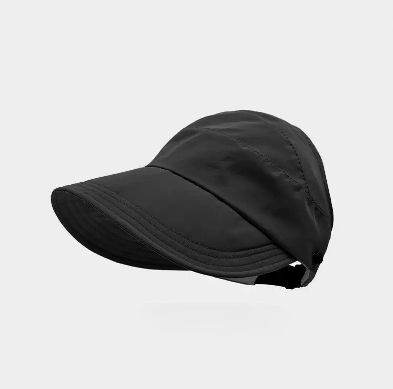 Wide-Brimmed Half-Cap Sun Hat with Hook Closure