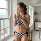 Women's Checkerboard Print Halter Bikini Set