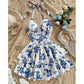 Women‘s Halter Tie-Neck Printed Mini Dress