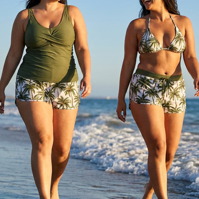 3-Piece Swimsuit w/ Tank, Bikini & Shorts