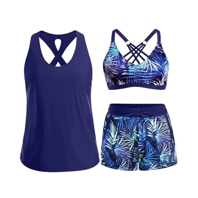 3-Piece Swimsuit w/ Tank, Bikini & Shorts