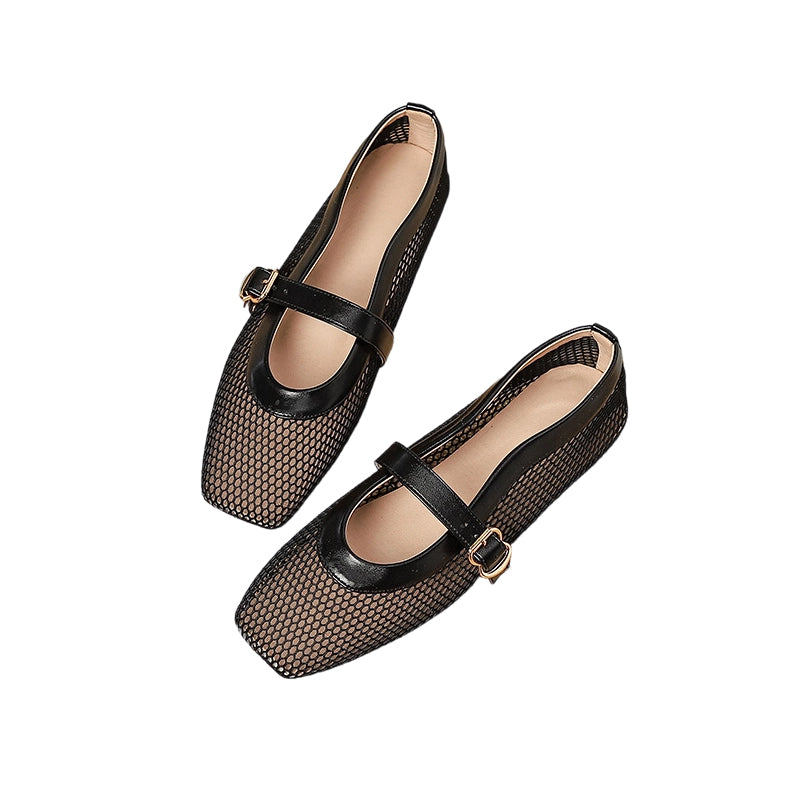 Elegant Breathable Mesh Mary Jane Flats