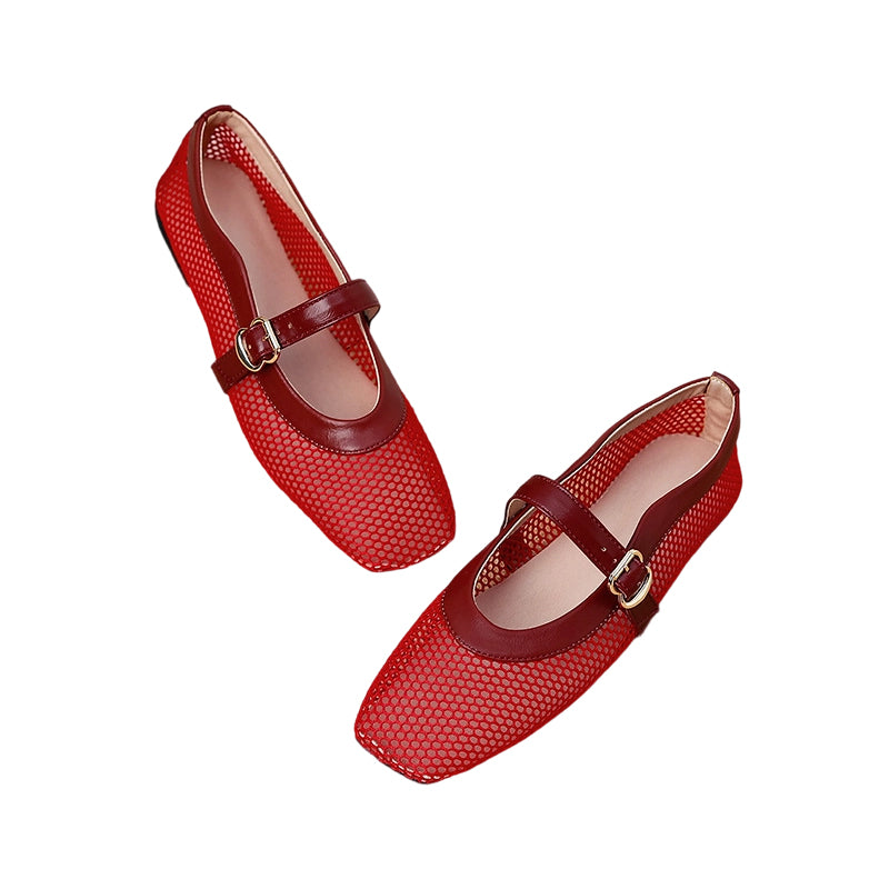 Elegant Breathable Mesh Mary Jane Flats