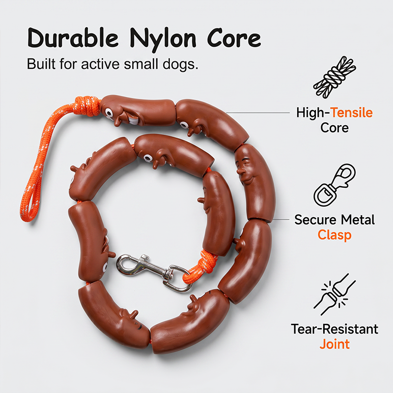 🌭🐶48% OFF! Funny Sausage Dog Leash – Strong Nylon, 360° Swivel Clasp, Soft Handle✨ 🌭🐶