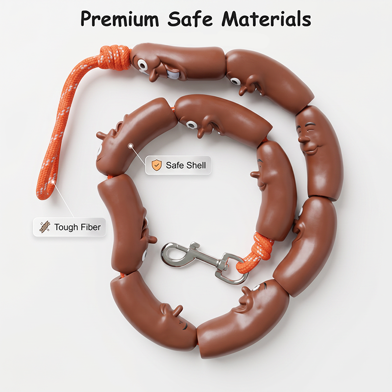 🌭🐶48% OFF! Funny Sausage Dog Leash – Strong Nylon, 360° Swivel Clasp, Soft Handle✨ 🌭🐶