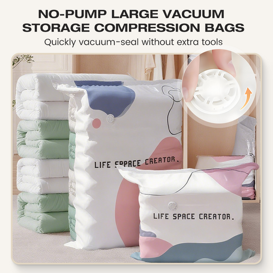 No-Pump Vacuum Storage Bags – 3-Second Air Release, Extra-Large Space Saver