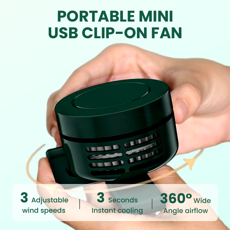 ⚡LAST DAY 50% OFF – Mini Clip-On Fan · 25K+ SOLD! ·🌪️ 3s Instant Cooling, 360° Wide Airflow, 3 Speeds, Ultra-Quiet, Clip to Desk/Bag 💨🔇