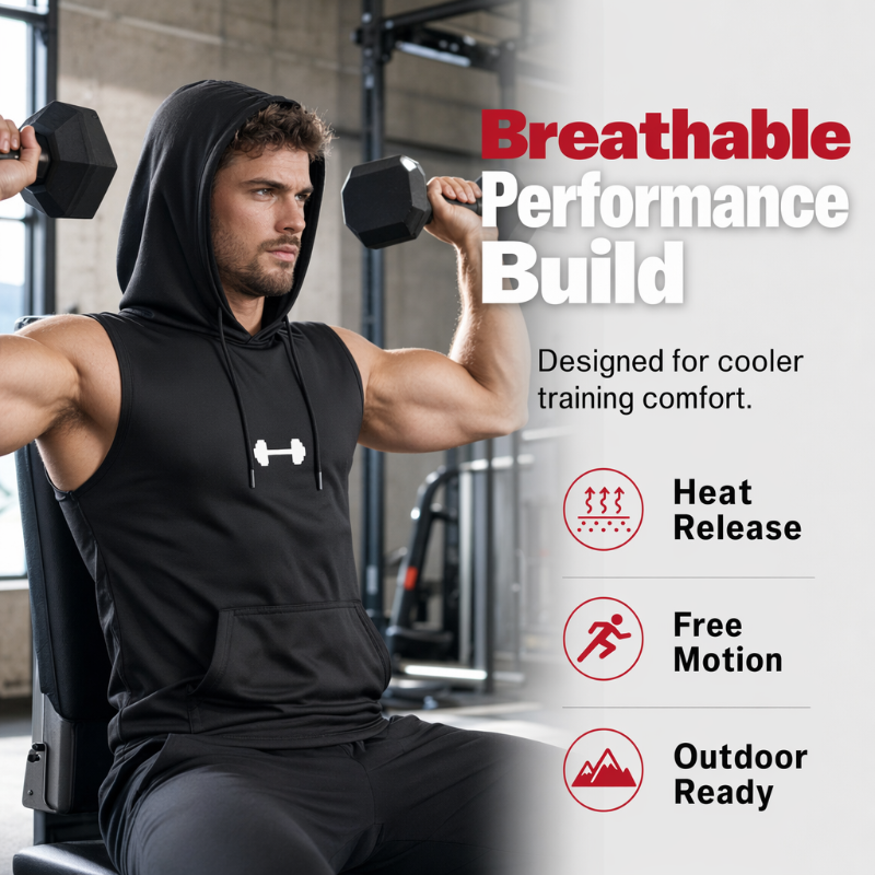 🔥SUMMER SALE 48% OFF – Workout Sleeveless Hoodie · 35K+ SOLD! · Lightweight & Breathable, Adjustable Hood, Front Pocket, Versatile Sport Style 🏀💨