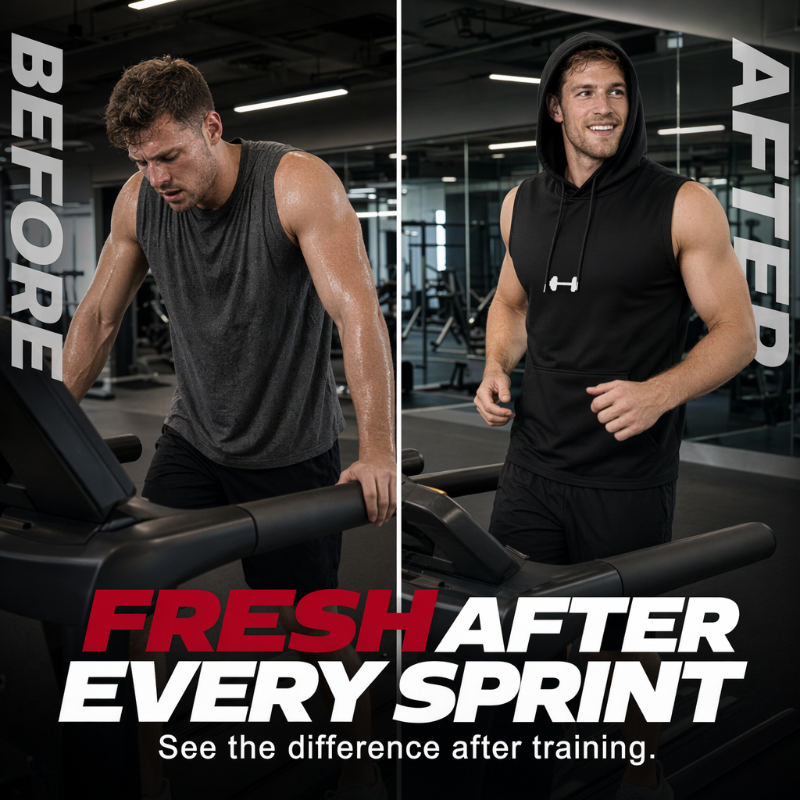 🔥SUMMER SALE 48% OFF – Workout Sleeveless Hoodie · 35K+ SOLD! · Lightweight & Breathable, Adjustable Hood, Front Pocket, Versatile Sport Style 🏀💨