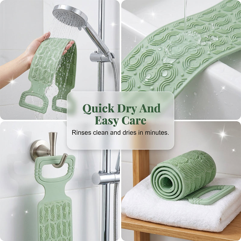 🔥HOT SALE 38% OFF – Silicone Body Scrubber · 50K+ SOLD! · Dual-Sided Exfoliating & Massaging, Split-Handle Control, Ultra-Soft, Ideal for Limited Mobility 🛁
