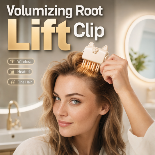 Wireless Heated Root Lift Clip, Salon Crown Volume for Fine Hair, 3-Step Styling, Compact Travel Design, Gentle Heat, Polished Finish