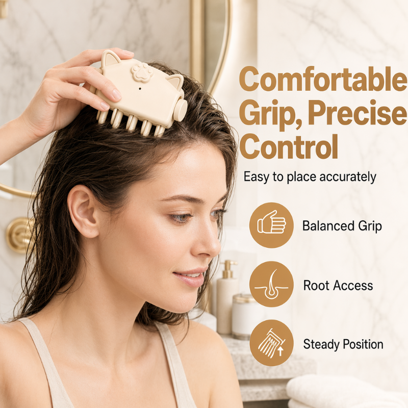 Wireless Heated Root Lift Clip, Salon Crown Volume for Fine Hair, 3-Step Styling, Compact Travel Design, Gentle Heat, Polished Finish