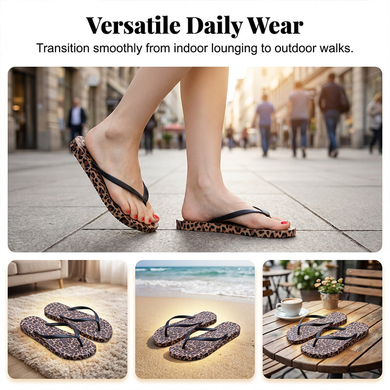 Women's Leopard Print Flip-Flops