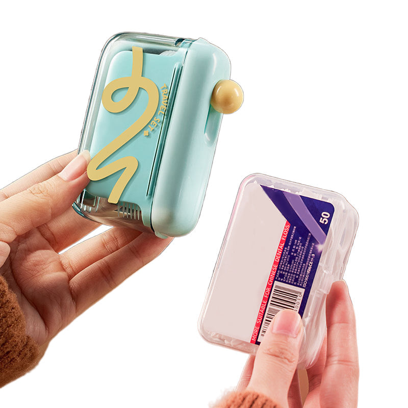 Automatic Pop-Up Floss Dispenser, One-Button Release, Dust-Proof Sealed Storage, Compact Portable, Home & Travel