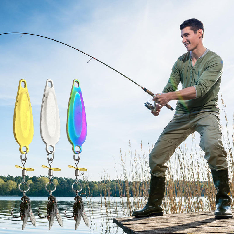 Metal Propeller Fishing Lure – Electroplated Spoon with Realistic Soft Bait & Attractant, Spinner Prop for Saltwater & Freshwater, Anti-Rust Stainless Steel Hardware, Long Casting Distance