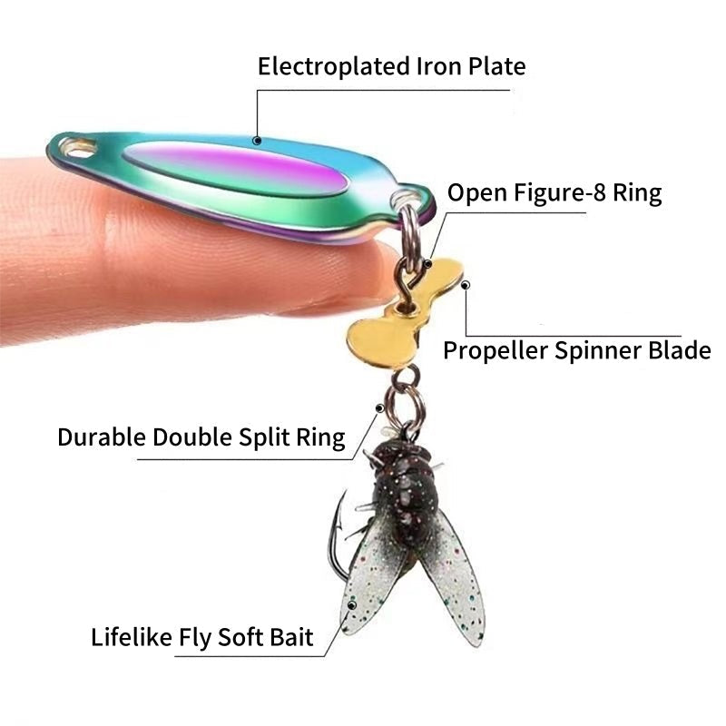 Metal Propeller Fishing Lure – Electroplated Spoon with Realistic Soft Bait & Attractant, Spinner Prop for Saltwater & Freshwater, Anti-Rust Stainless Steel Hardware, Long Casting Distance