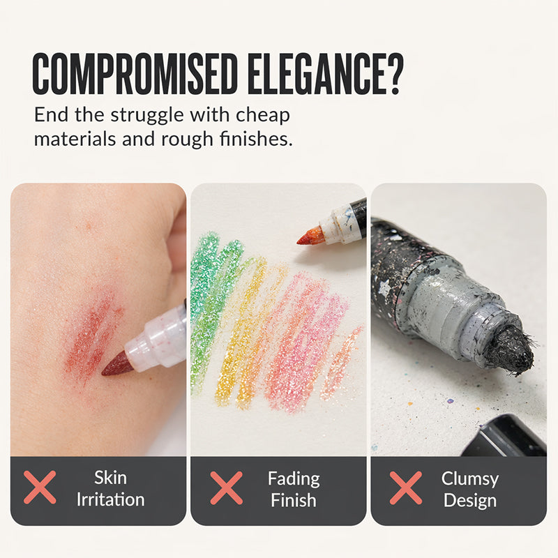 Dual-Tip Glitter Markers Set with Soft Brush