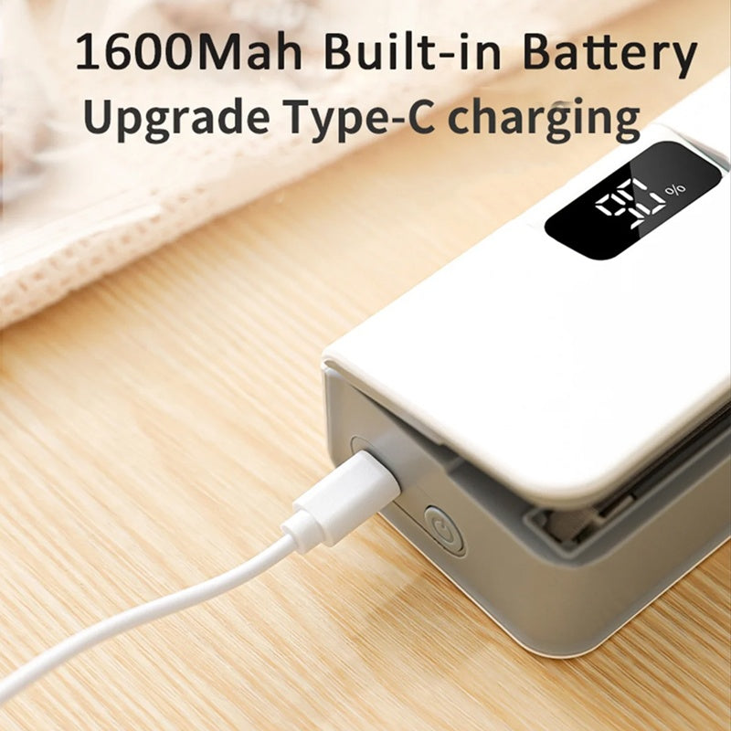 Rechargeable Bag Sealer with Cutter – 6-Level Heat Adjustable USB-C Portable Food Sealer, Built-in Blade for Opening Bags,  Magnetic Storage for Snacks & Kitchen Use