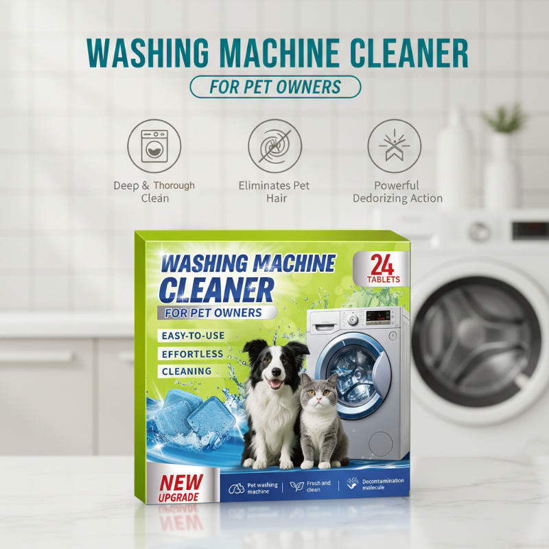 Washing Machine Cleaner Tablets for Pet Owners-Powerful Enzyme Formula Dissolves Pet Hair & Fur, Deep-Cleans Drum & Pipes, Removes Odors & Residue