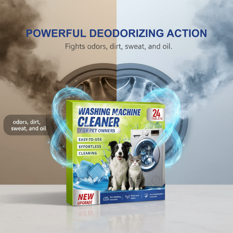 Washing Machine Cleaner Tablets for Pet Owners-Powerful Enzyme Formula Dissolves Pet Hair & Fur, Deep-Cleans Drum & Pipes, Removes Odors & Residue