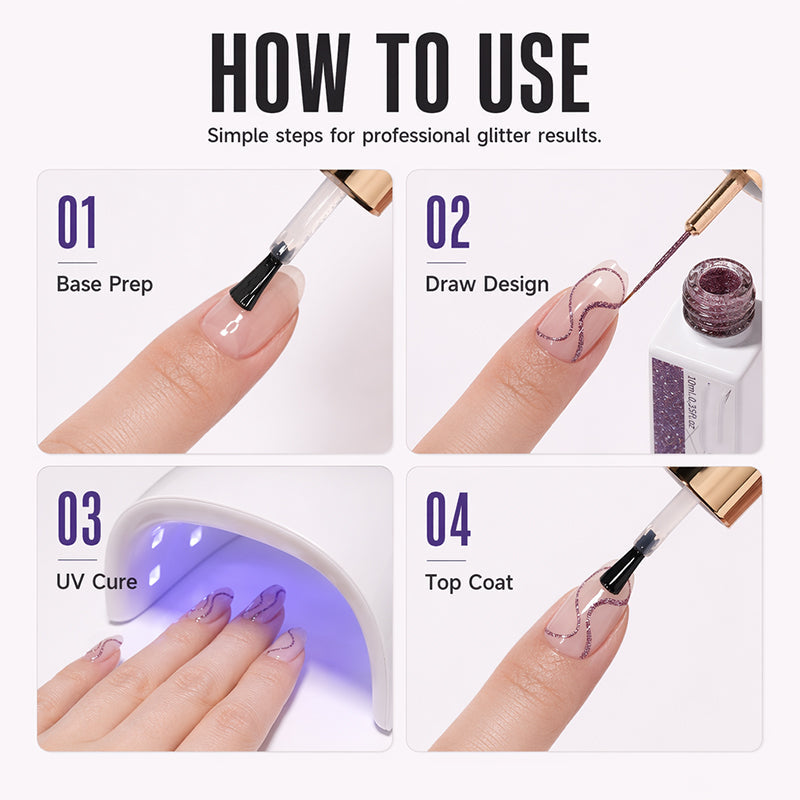 Reflective Glitter Gel Nail Polish Liner